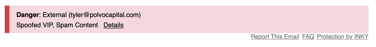 Inky red banner — dangerous, likely phishing