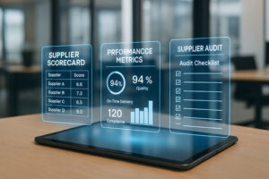 Digital hologram of supplier scorecard, metrics, audit